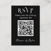 Carte D'accompagnement Mariage Répondre QR code noir n blanc (Devant)