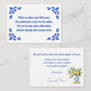 Carte D'accompagnement Mariage réservé aux adultes💙🍋 Azul & Limone