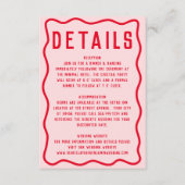 Carte D'accompagnement Mariage rétro brillant rouge rose brillant (Devant)