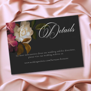 Carte D'accompagnement Mariage romantique burgundy et rose noire