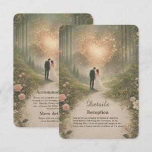 Carte D'accompagnement Mariage romantique médiéval coeur forêt enchantée