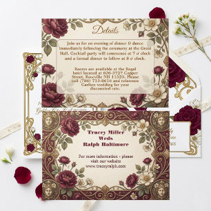 Carte D'accompagnement Mariage romantique orné de luxe Art Nouveau