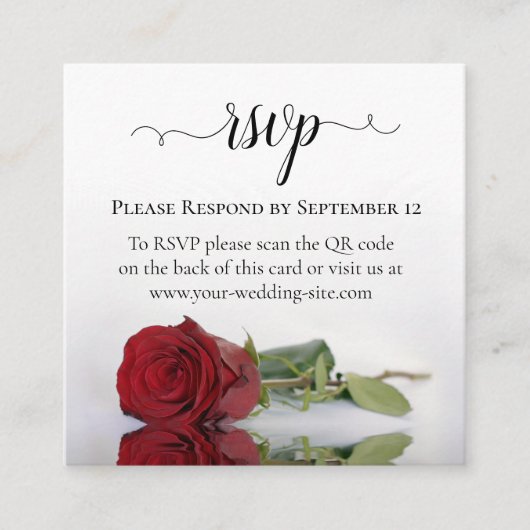 Carte D'accompagnement Mariage romantique rouge rose RSVP QR Code (Devant)