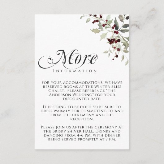 Carte D'accompagnement Mariage Ronce de Hiver Plus d'Information (Devant)