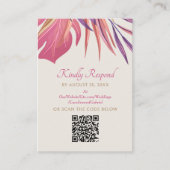 Carte D'accompagnement Mariage rose de plage tropicale RSVP QR (Devant)