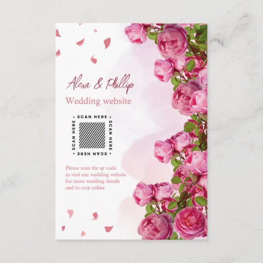 Carte D'accompagnement Mariage rose Elegant Fleurs (Devant)