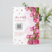Carte D'accompagnement Mariage rose Elegant Fleurs (Debout devant)