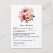 Carte D'accompagnement Mariage rose et or Floral Détails de l'invité (Devant)