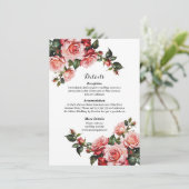 Carte D'accompagnement Mariage rose et rouge foncé moody (Debout devant)