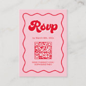 Carte D'accompagnement Mariage rose et rouge rétro RSVP QR Code (Devant)