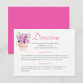 Carte D'accompagnement Mariage rose Floral Directions Aquarelle Fleur (Devant / Derrière)