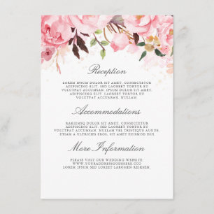 Carte D'accompagnement Mariage rose Floral Information Invité