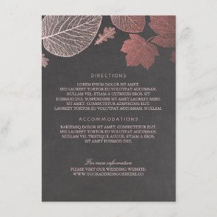 Carte D'accompagnement Mariage rose Gold Feuilles Chalk Détails