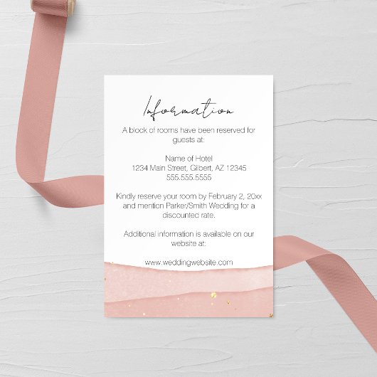 Carte D'accompagnement Mariage rose pâle Ombre