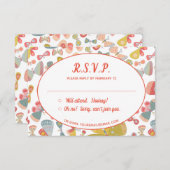 Carte D'accompagnement Mariage rose papillon RSVP (Devant / Derrière)