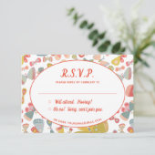Carte D'accompagnement Mariage rose papillon RSVP (Debout devant)