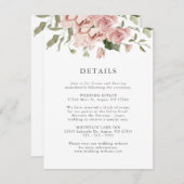 Carte D'accompagnement Mariage rose Roses (Devant / Derrière)