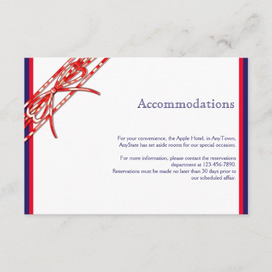 Carte D'accompagnement Mariage rouge blanc et bleu (Devant)