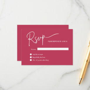 Carte D'accompagnement Mariage rouge magenta minimaliste moderne RSVP