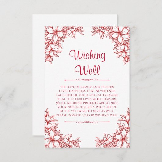 Carte D'accompagnement Mariage rouge orné qui veut bien (Devant / Derrière)