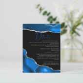 Carte D'accompagnement Mariage Royal bleu Agate Marbre Détails (Debout devant)