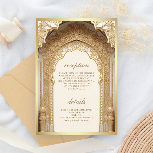 Carte D'accompagnement Mariage Royal Gold Arch Cream