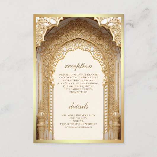 Carte D'accompagnement Mariage Royal Gold Arch Cream (Devant)