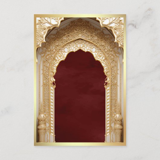 Carte D'accompagnement Mariage Royal Gold Arch Maroon (Dos)