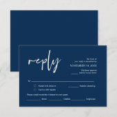 Carte D'accompagnement Mariage RSVP, avec options de repas, Police bleu m (Devant / Derrière)