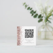 Carte D'accompagnement Mariage RSVP code QR pailleté or rose (Debout devant)