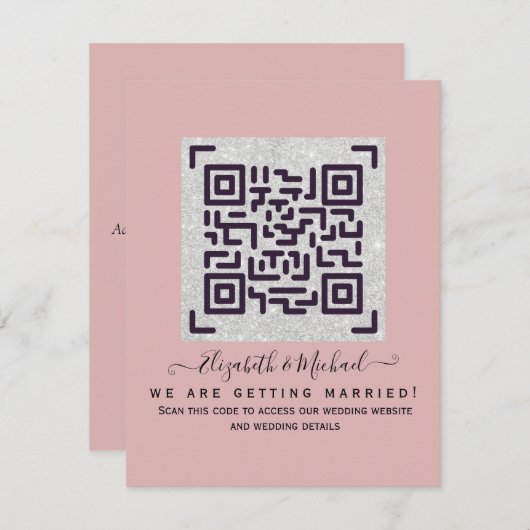Carte D'accompagnement Mariage RSVP détails avec QR CODE - N'IMPORTE QUEL (Devant / Derrière)