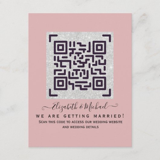 Carte D'accompagnement Mariage RSVP détails avec QR CODE - N'IMPORTE QUEL (Devant)