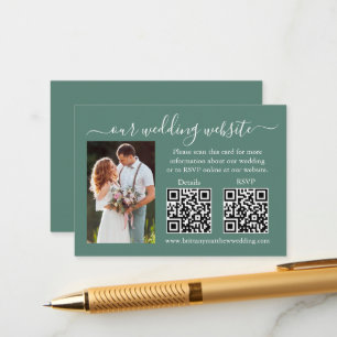 Carte D'accompagnement Mariage RSVP Détails Photo 2 QR Eucalyptus Vert