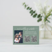 Carte D'accompagnement Mariage RSVP Détails Photo 2 QR Sage Green (Debout devant)