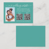 Carte D'accompagnement Mariage RSVP Détails Photo 2 QR Turquoise (Devant / Derrière)