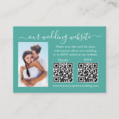 Carte D'accompagnement Mariage RSVP Détails Photo 2 QR Turquoise (Devant)