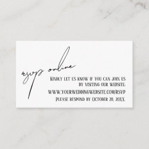 Carte D'accompagnement Mariage RSVP en ligne écriture Décontractée blanch