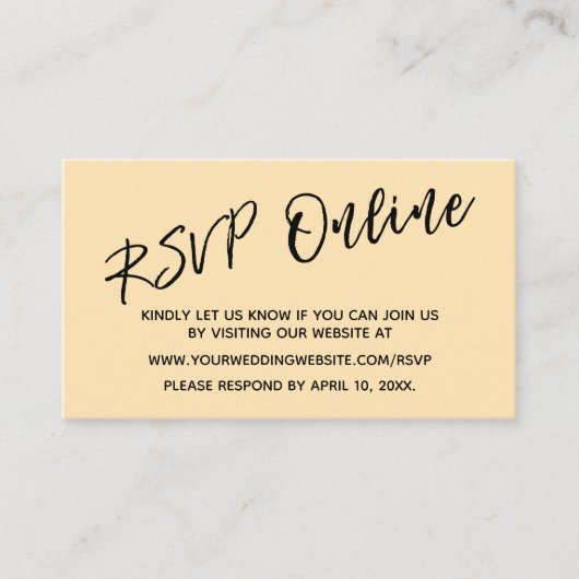 Carte D'accompagnement Mariage RSVP en ligne écriture manuscrite (Devant)