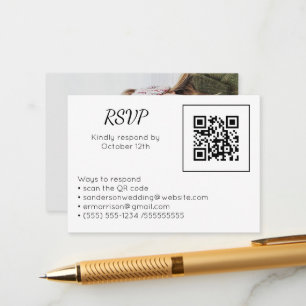 Carte D'accompagnement Mariage RSVP en ligne QR Code photo