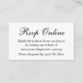Carte D'accompagnement Mariage RSVP en ligne simple élégant noir et blanc (Devant)