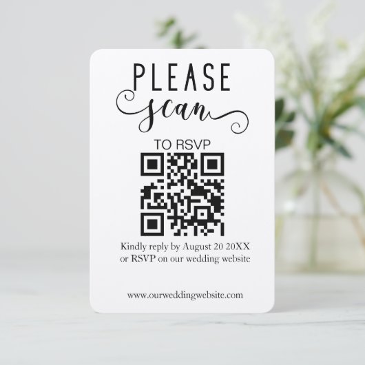 Carte D'accompagnement Mariage RSVP Kraft QR Code moderne et élégant (Debout devant)