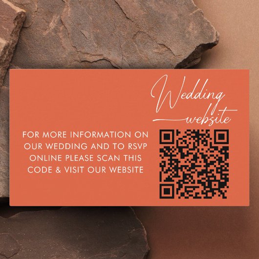 Carte D'accompagnement Mariage RSVP moderne orange code QR