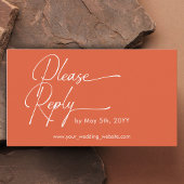 Carte D'accompagnement Mariage RSVP moderne orange code QR