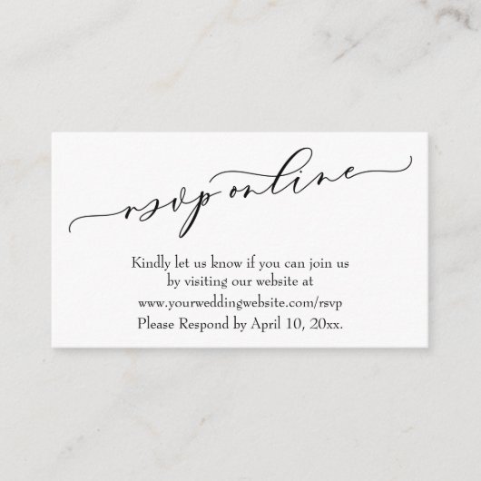 Carte D'accompagnement Mariage RSVP Online Elegant Luxury Script (Devant)