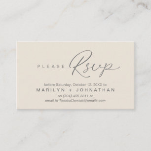 Carte D'accompagnement Mariage RSVP par téléphone ou par courriel réponse