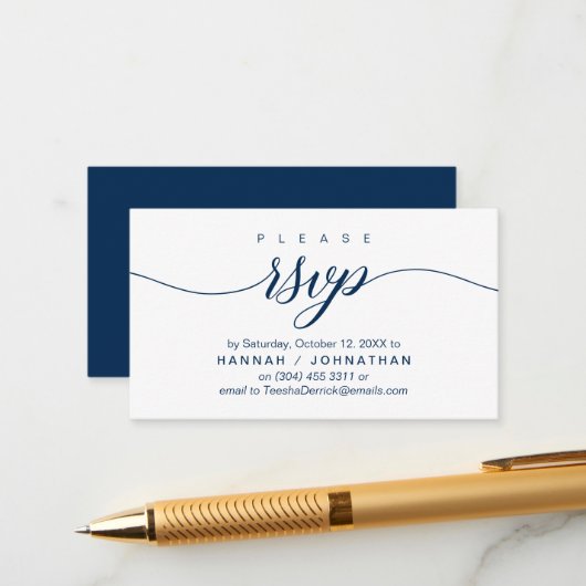 Carte D'accompagnement Mariage RSVP par téléphone ou par courriel réponse (Devant/Arrière en situation)