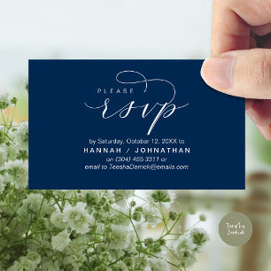 Carte D'accompagnement Mariage RSVP par téléphone ou par courriel réponse