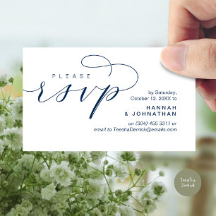 Carte D'accompagnement Mariage RSVP par téléphone ou par courriel réponse