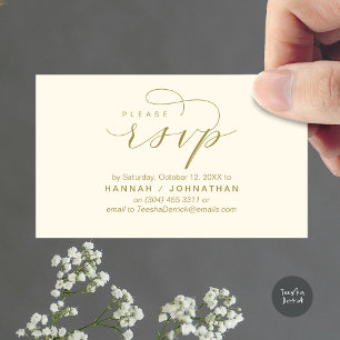 Carte D'accompagnement Mariage RSVP par téléphone ou par courriel réponse