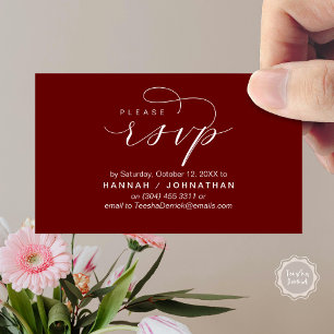 Carte D'accompagnement Mariage RSVP par téléphone ou par courriel réponse